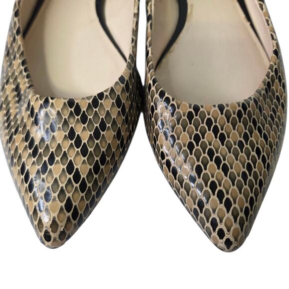 Nine West Women Brown Leather Snakeskin Pointed Toe Slip-On Flats SZ 6.5 Career - Picture 3 of 11
